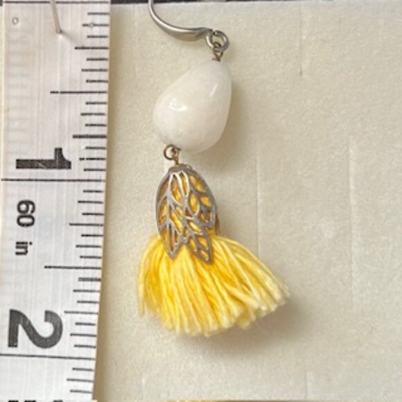 🧡3/15 Anthropologie Yellow Tassel Earrings - Picture 7 of 8